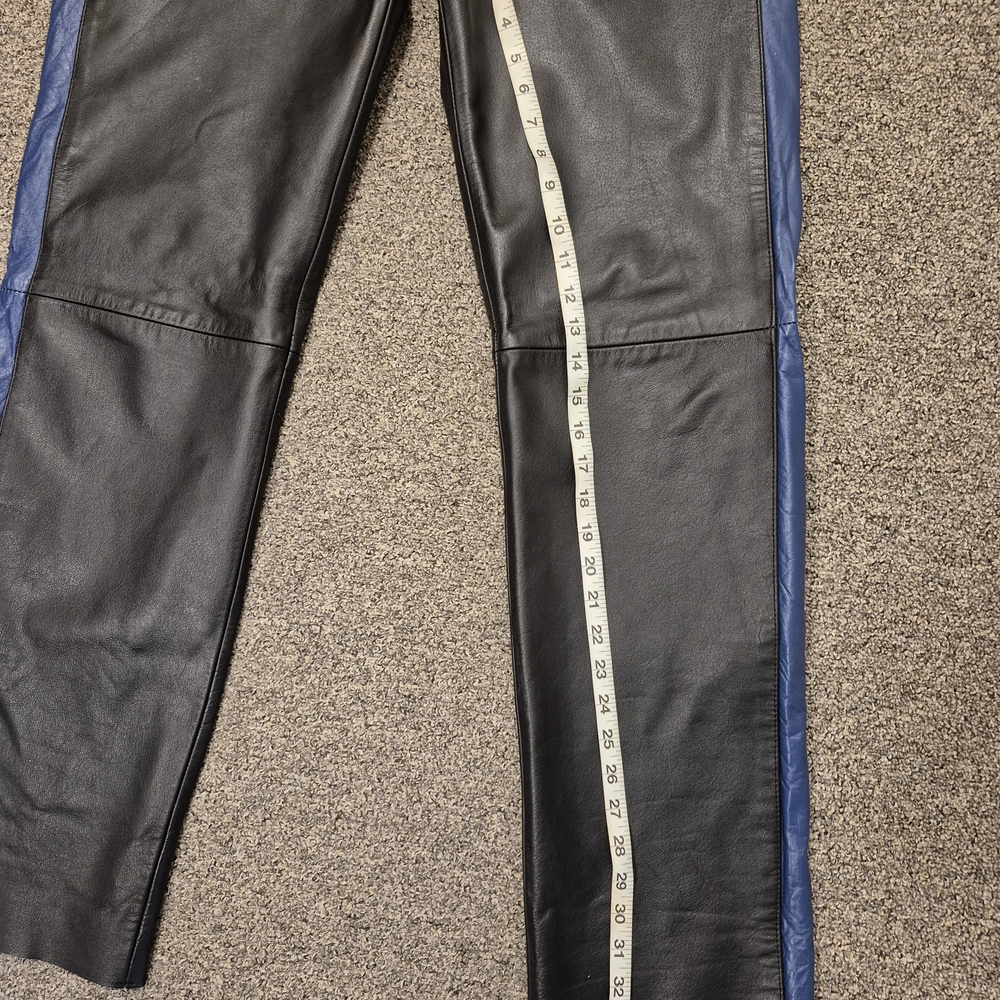 Black and Blue Leather Pants - Picture 3 of 16